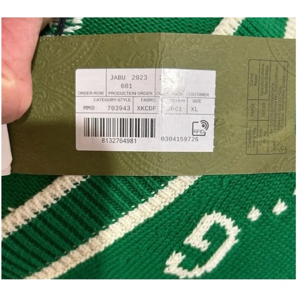 Gucci, GG intarsia cotton cardigan sweater men’s size Medium made in Italy - Picture 10 of 10